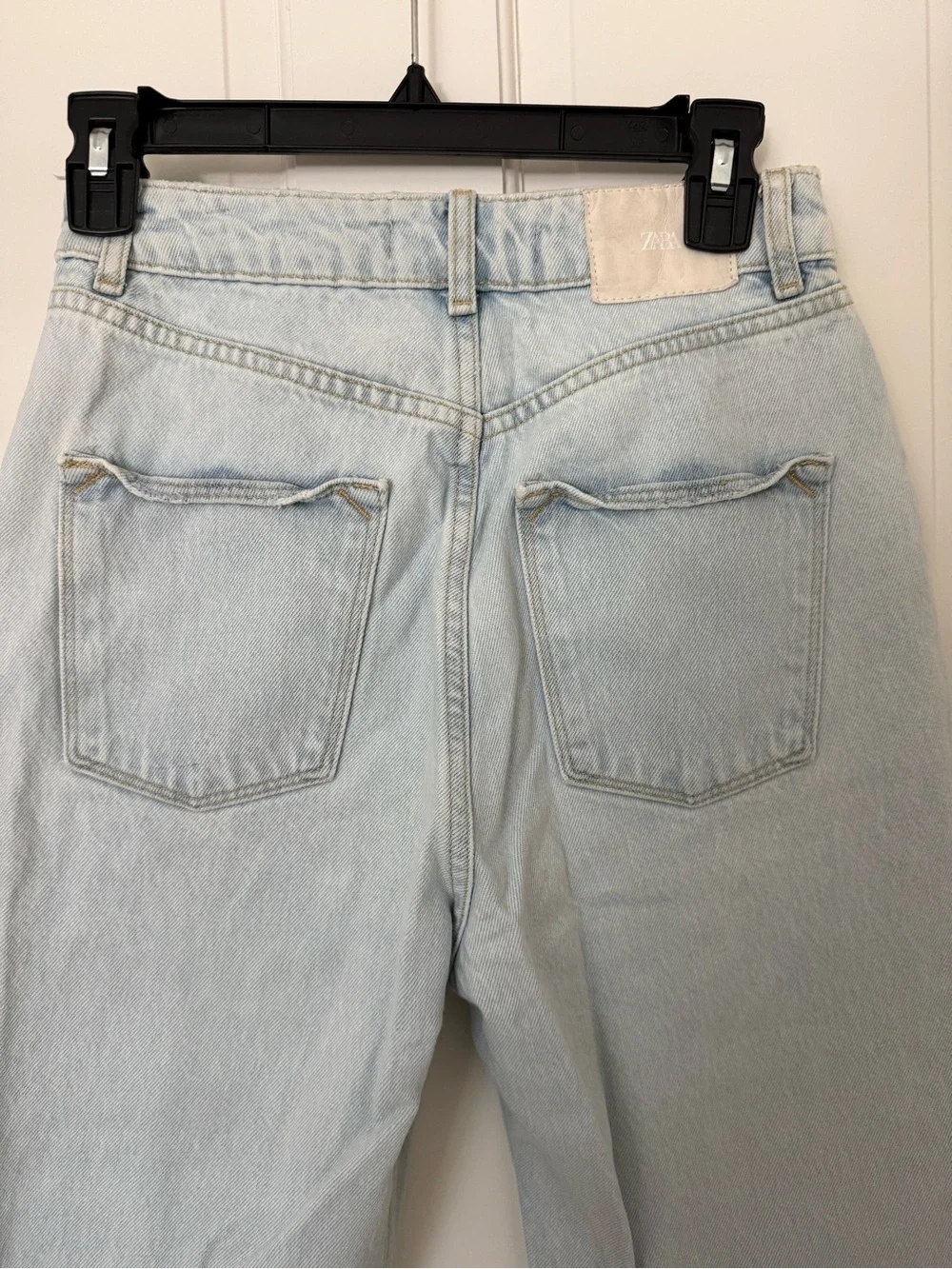Zara Light Blue High-Rise Straight Jeans